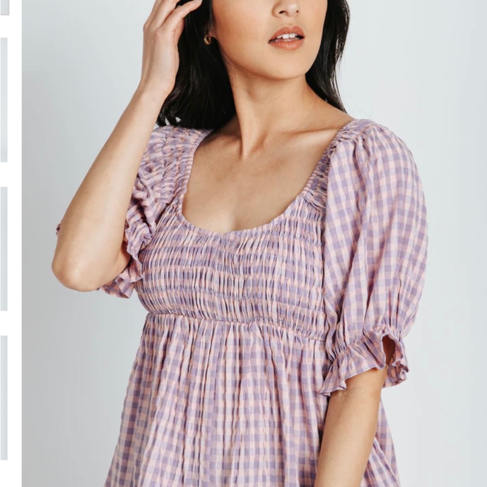 pink and lavender gingham top